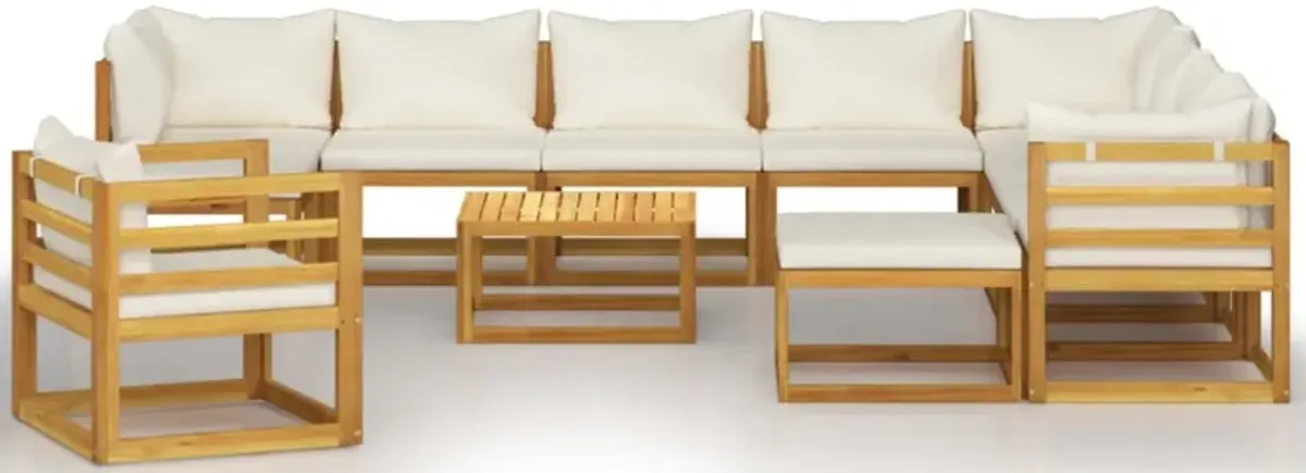 vidaXL 12 Piece Garden Lounge Set with Cushion Cream Solid Acacia Wood