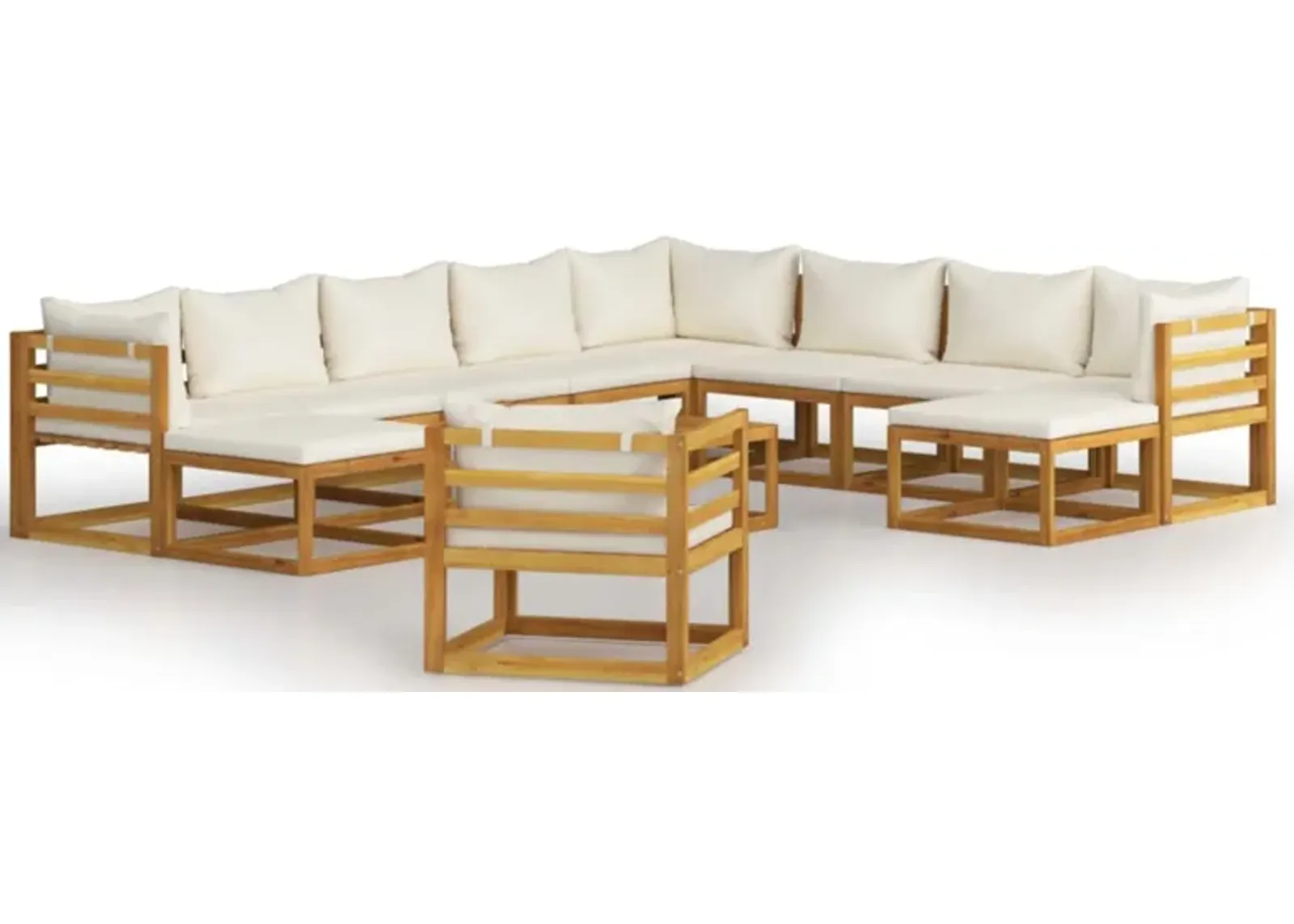 vidaXL 12 Piece Garden Lounge Set with Cushion Cream Solid Acacia Wood