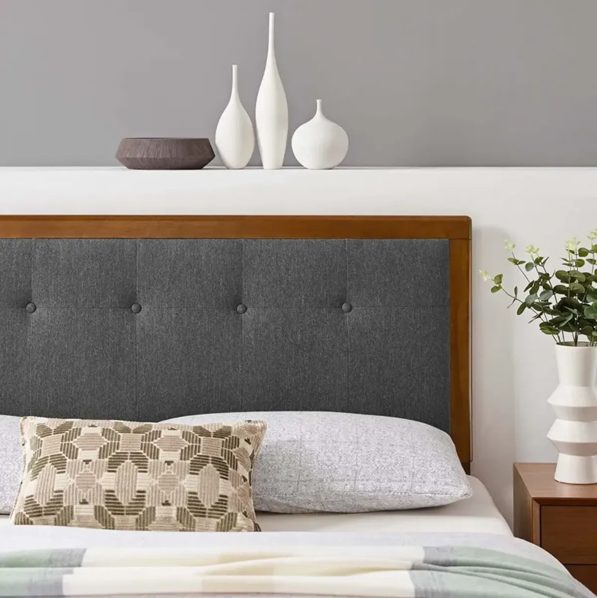 Modway - Draper Tufted King Fabric and Wood Headboard