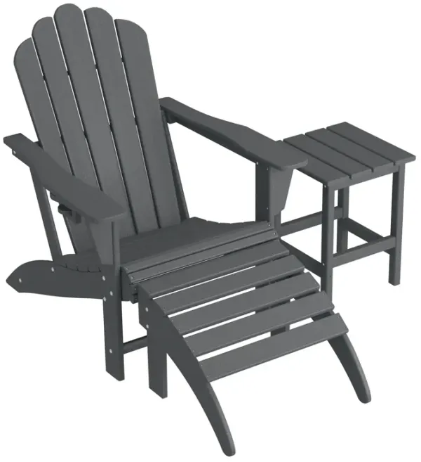 WestinTrends 3-Piece Adirondack Chair with Cup Holder and Folding Ottoman and Table Set