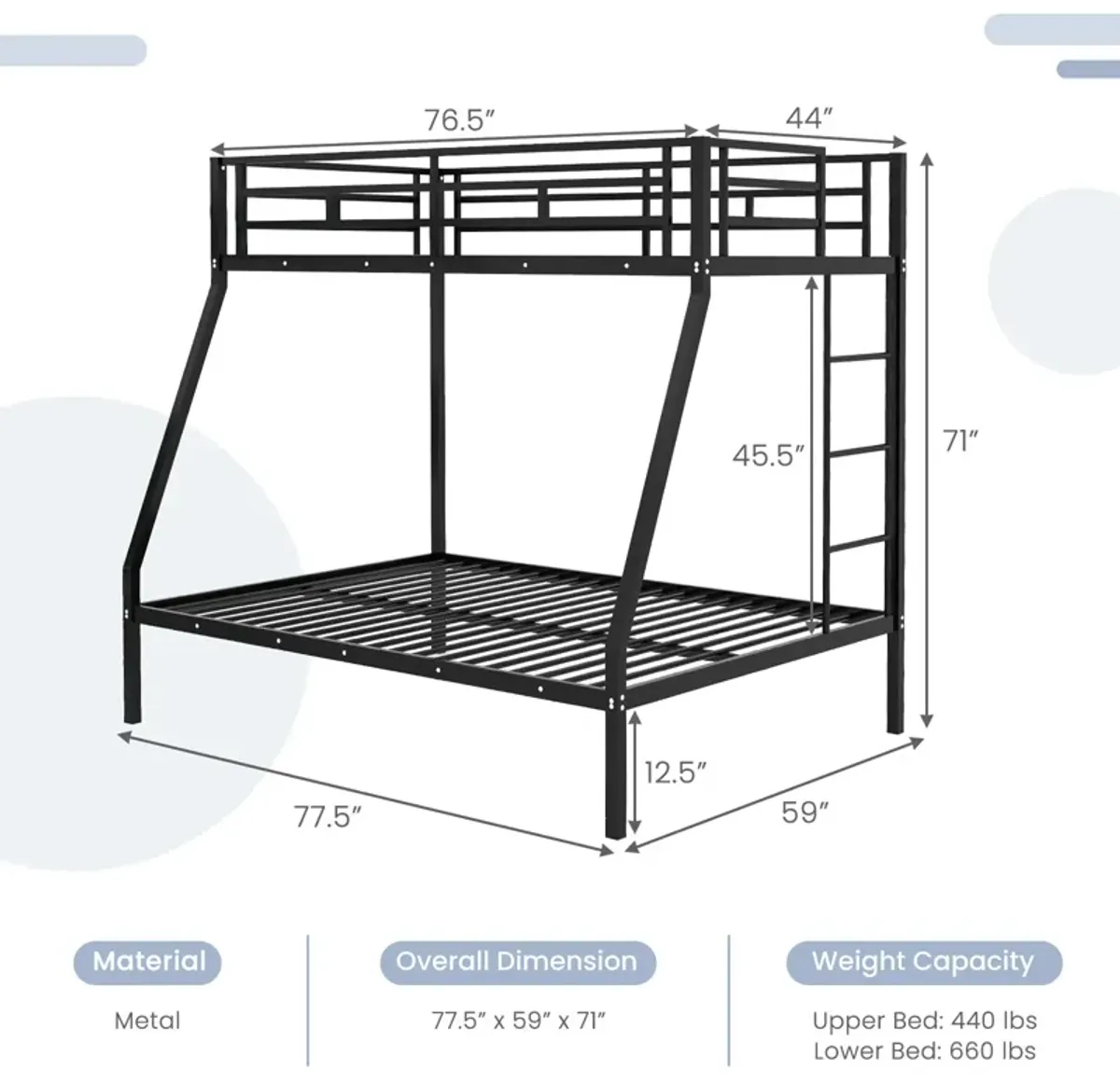 Space-saving Metal Slatted Bed Frame for Teens and Adults Noise-free No Box Spring Needed-White