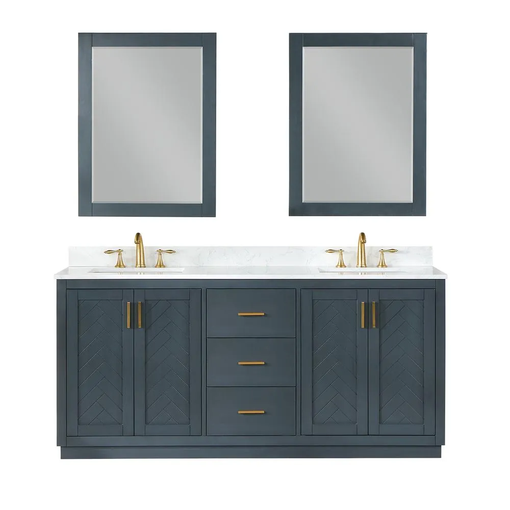 Altair 72 Double Bathroom Vanity Set in Classic Blue with Mirror