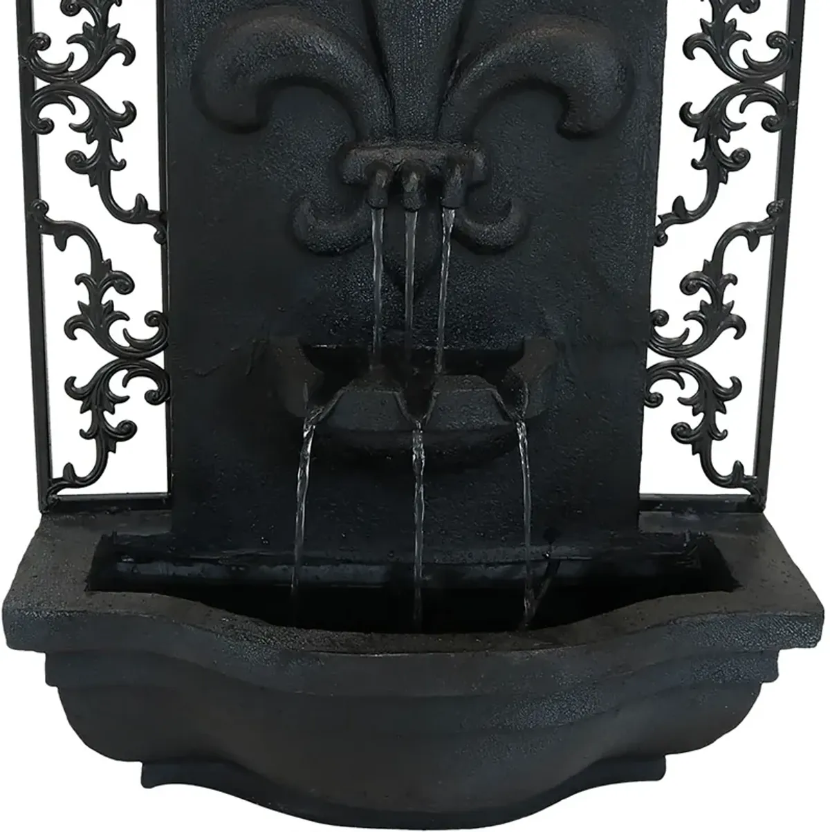 Sunnydaze French Lily Outdoor Solar Wall Fountain with Battery - Lead