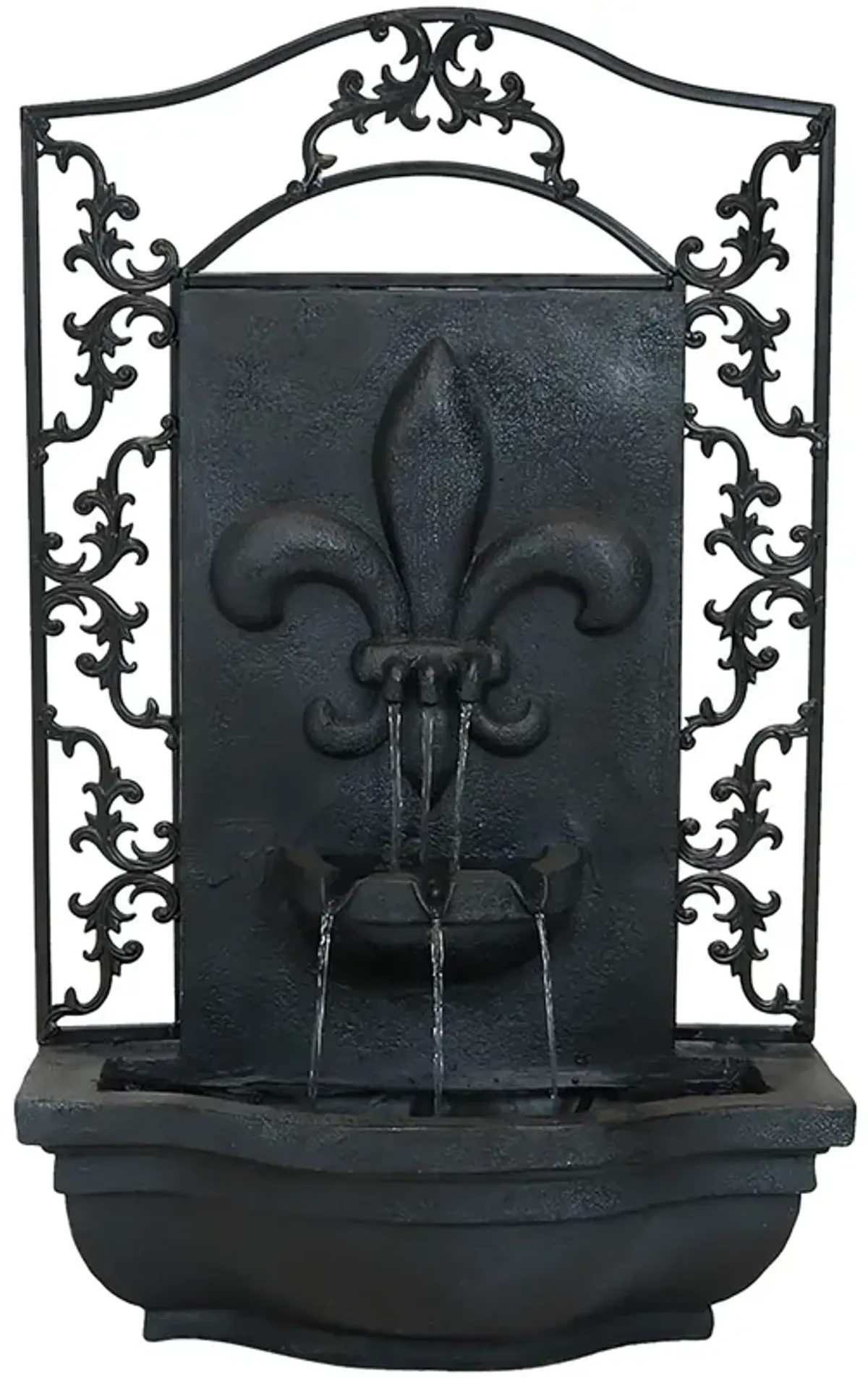 Sunnydaze French Lily Outdoor Solar Wall Fountain with Battery - Lead