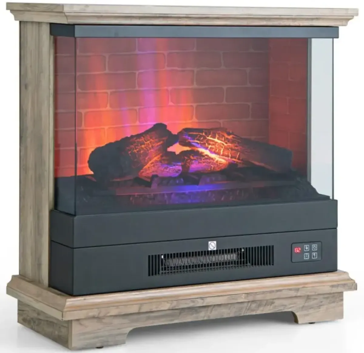 Hivvago 27 Inch Freestanding Electric Fireplace with 3-Level Vivid Flame Thermostat