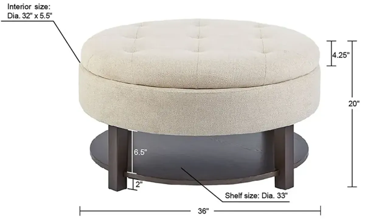 Gracie Mills Alexandra Luxe Circular Storage Ottoman