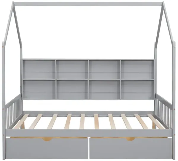 Merax House Bed with 2 Drawers and Storage Shelf