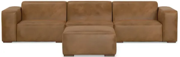 Rex 3-Seater Modular Sofa and Ottoman Set in Genuine Leather