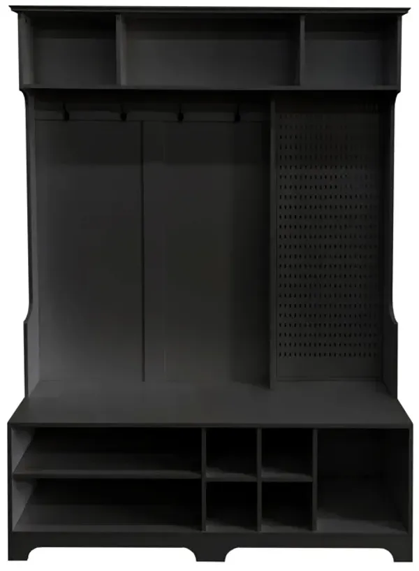 Hall Tree with Shoe Bench, Coat Rack ,Shoe Storage ,Storage Shelves and Pegboard, for Hallways, Halls and Bedrooms