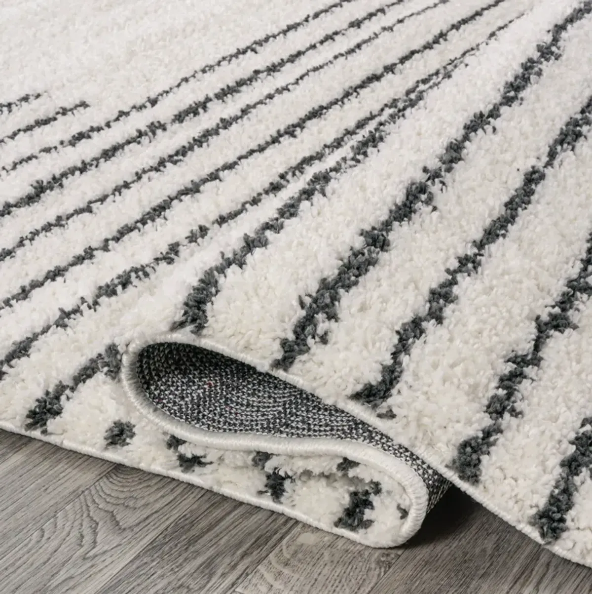 Petra Abstract Stripe Geometric Shag Area Rug