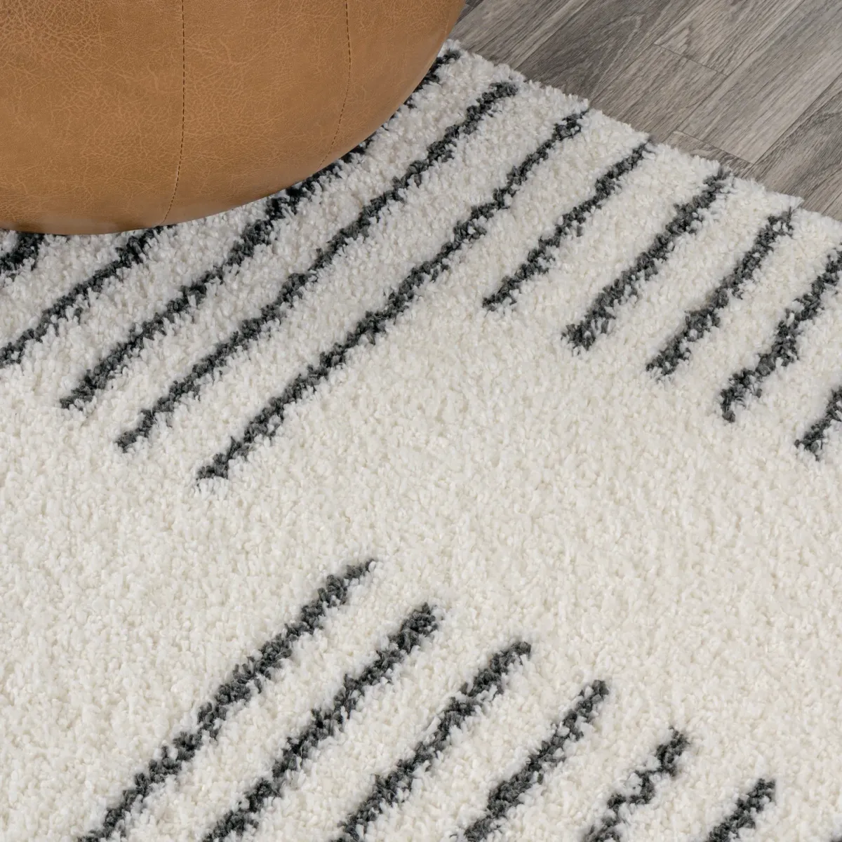 Petra Abstract Stripe Geometric Shag Area Rug