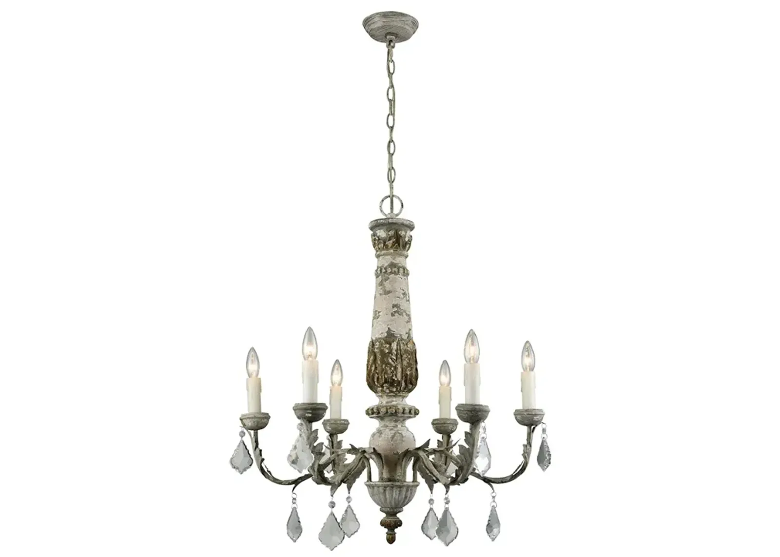 31" Silver and White Luxurious Genevieve 6-Light Handmade Round Chandelier