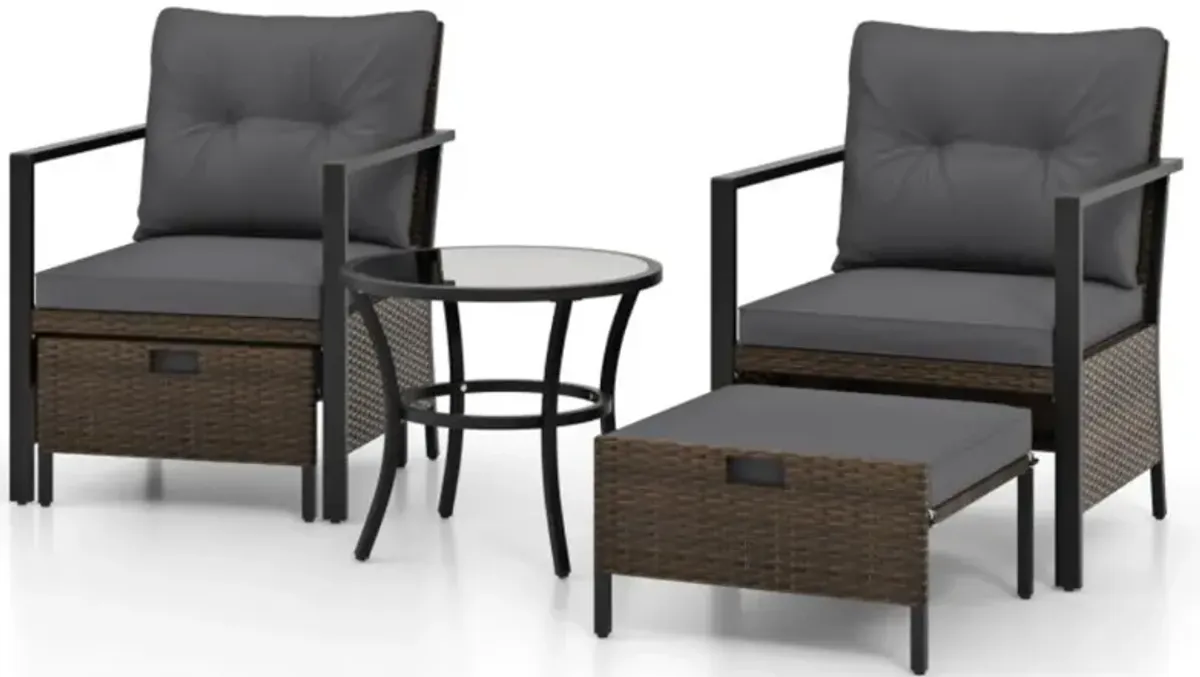 Hivvago 4 Piece Outdoor Furniture Set with Glass Topped Coffee Table