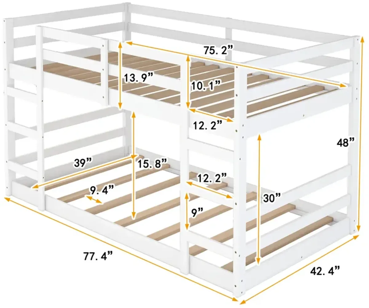 Twin Over Twin Bunk Bed with Ladder