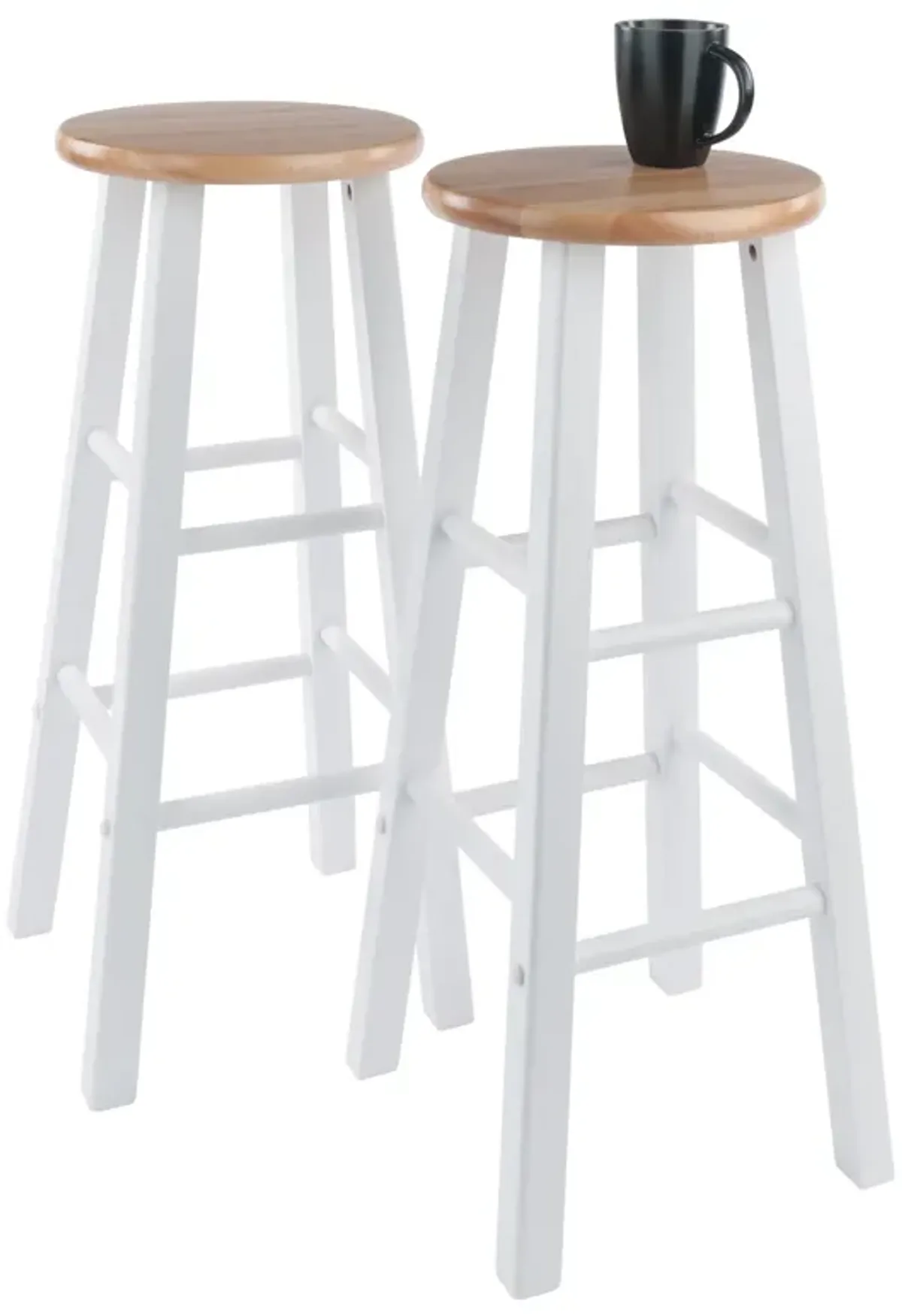 Winsome Element Bar Stools, 2-Pc Set, Natural & White