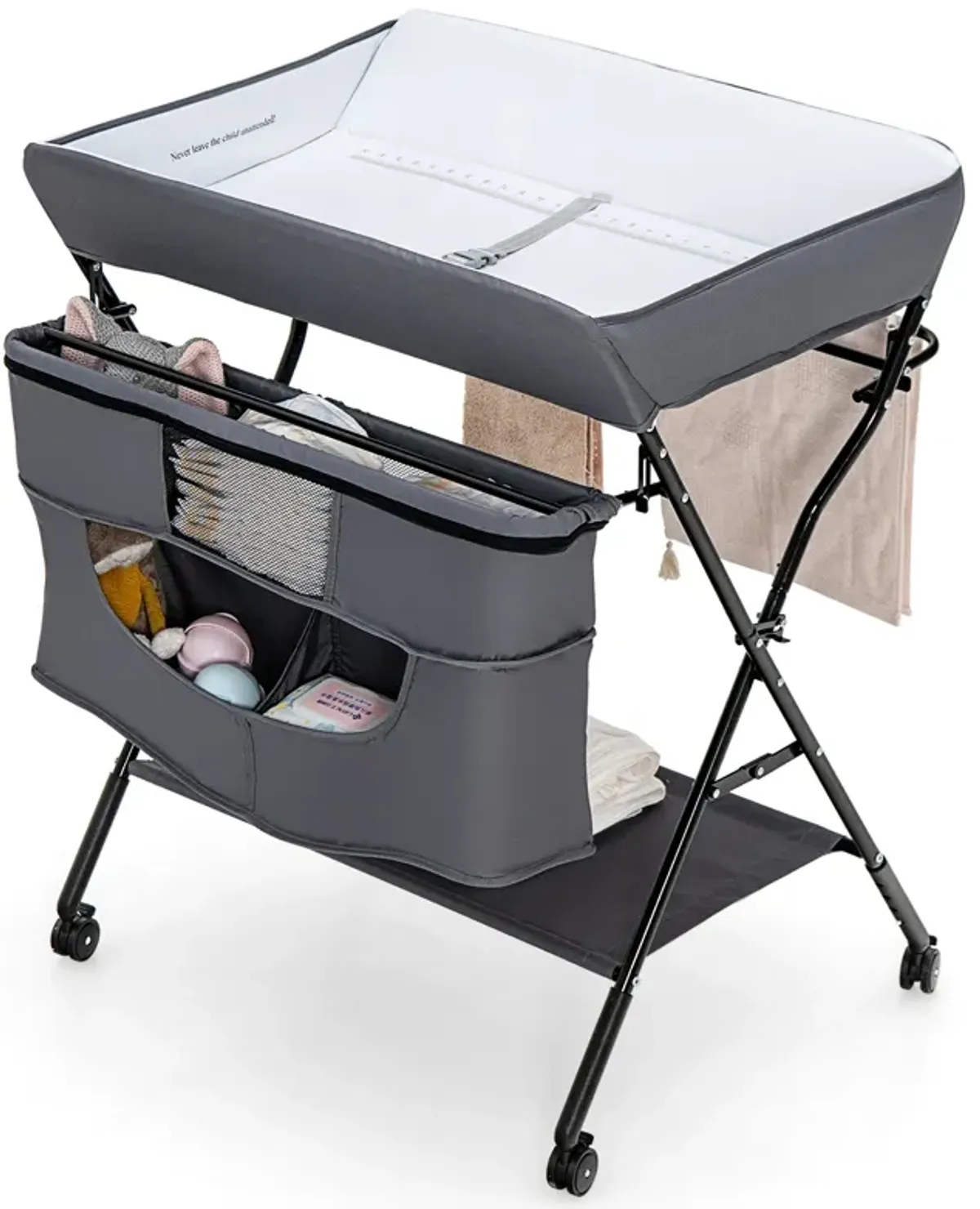 Portable Adjustable Height Newborn Nursery Organizer with Wheel