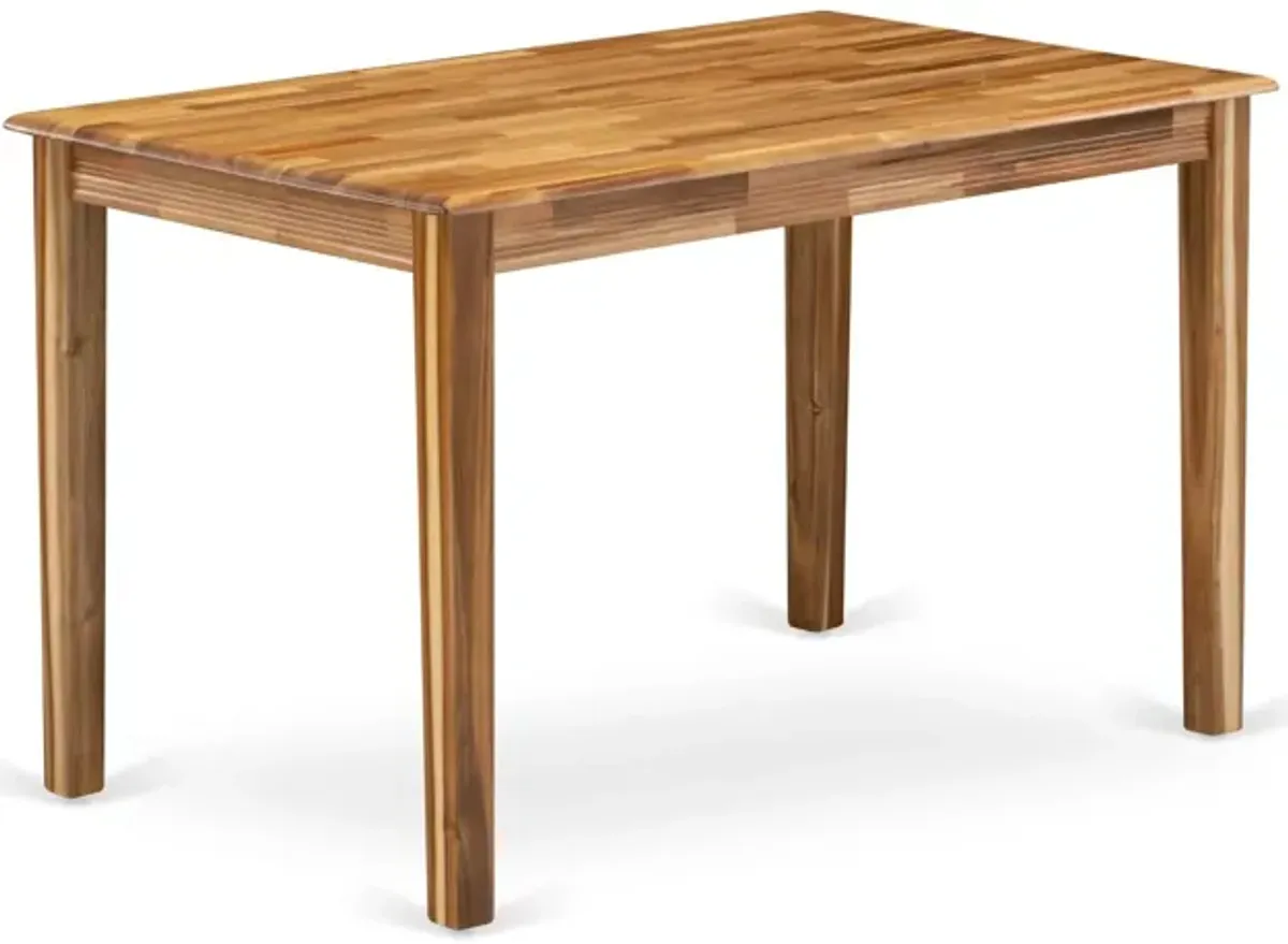 East West Furniture Wooden Dining Table - Natural Rectangular Table Top Surface and Asian Wood Dinner Table 4 Legs - Natural Finish