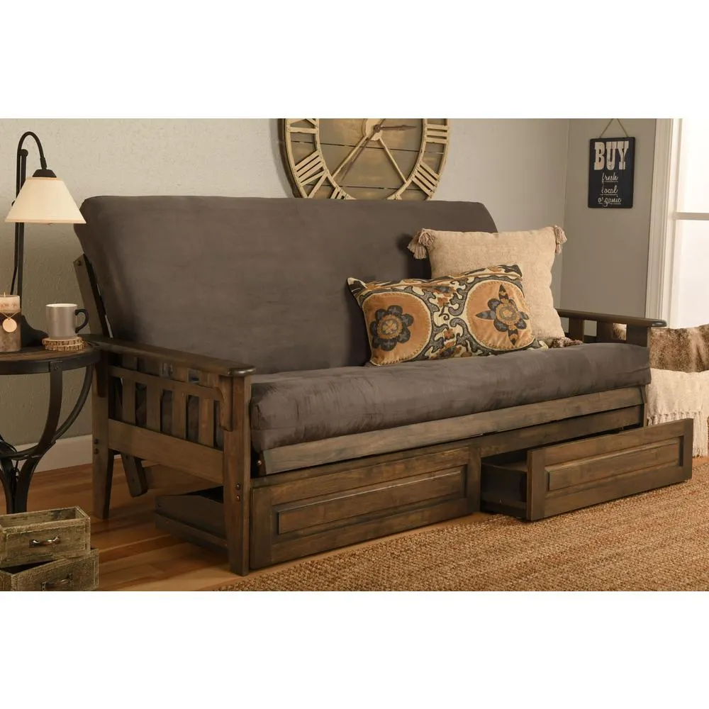 KODIAK Tucson Frame-Rustic Walnut Finish-Suede Gray Mattress