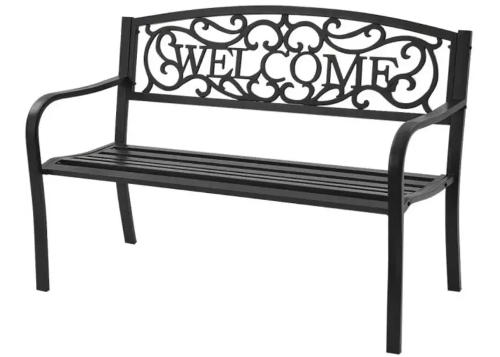 Hivvago Outdoor Furniture Steel Frame Porch Garden Bench