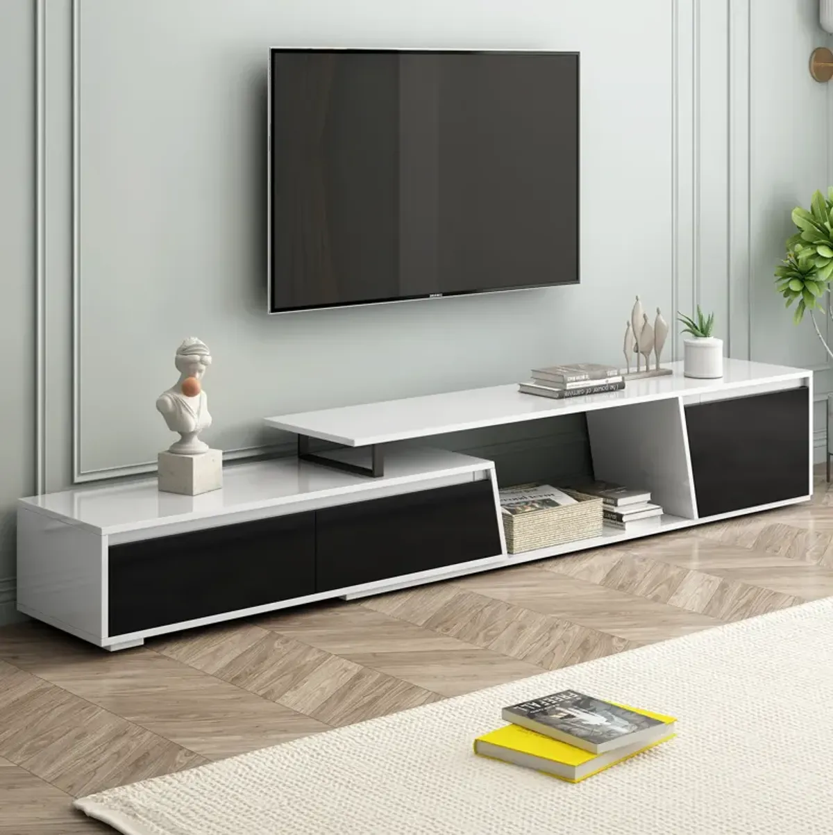 Streamdale Rectangle TV Stand, 2 Drawers, 1 Cabinet, Up to 100"