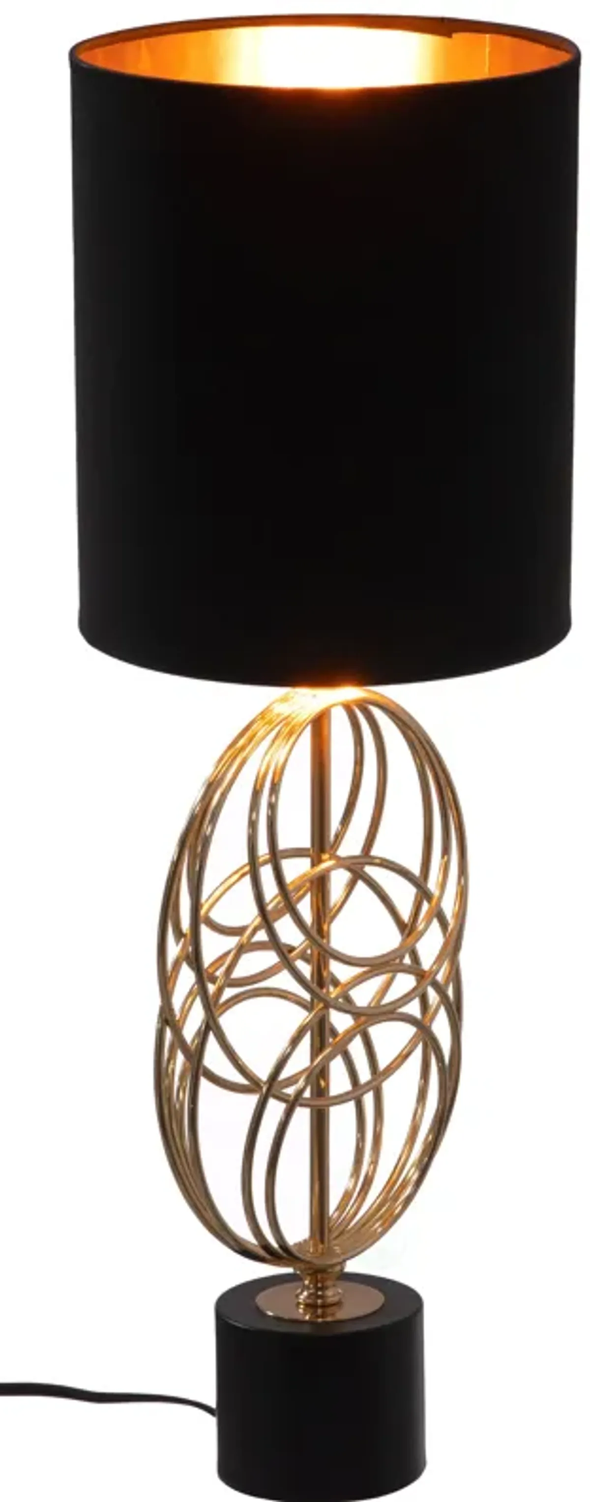 Table Lamp, 26 Inch Decorative Metal Table Lamp with Gold Circular Stand and Black Cotton Lampshade, Unique Lamp for Home Decor Living Room or Bedroom