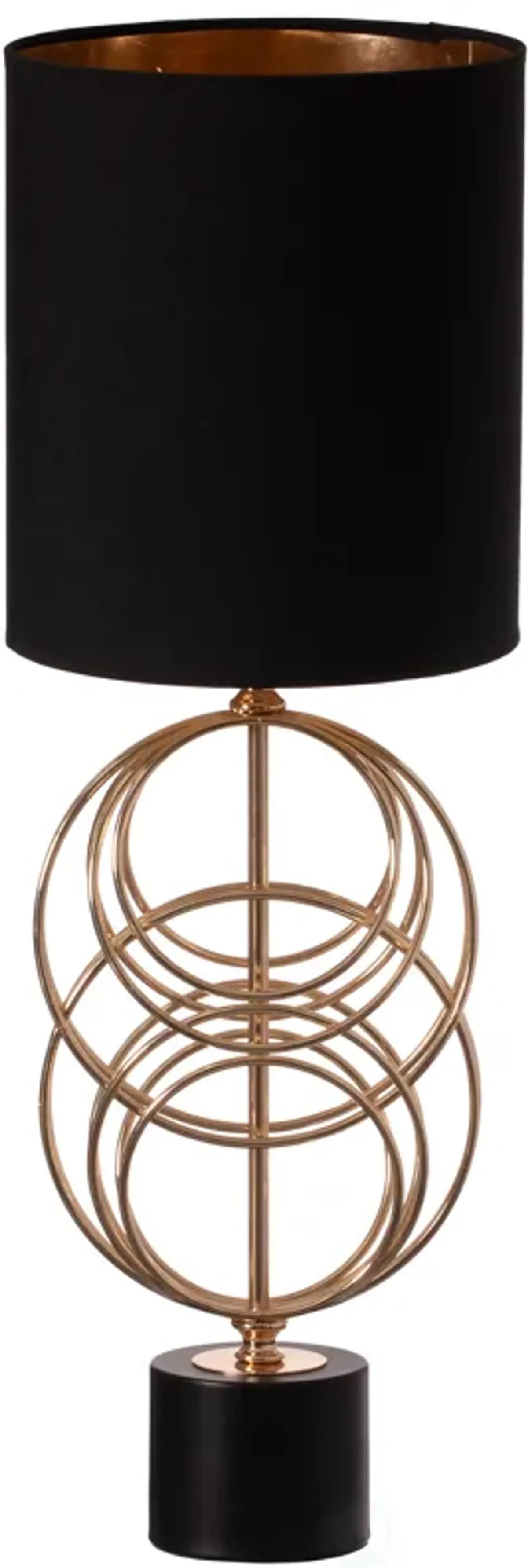 Table Lamp, 26 Inch Decorative Metal Table Lamp with Gold Circular Stand and Black Cotton Lampshade, Unique Lamp for Home Decor Living Room or Bedroom