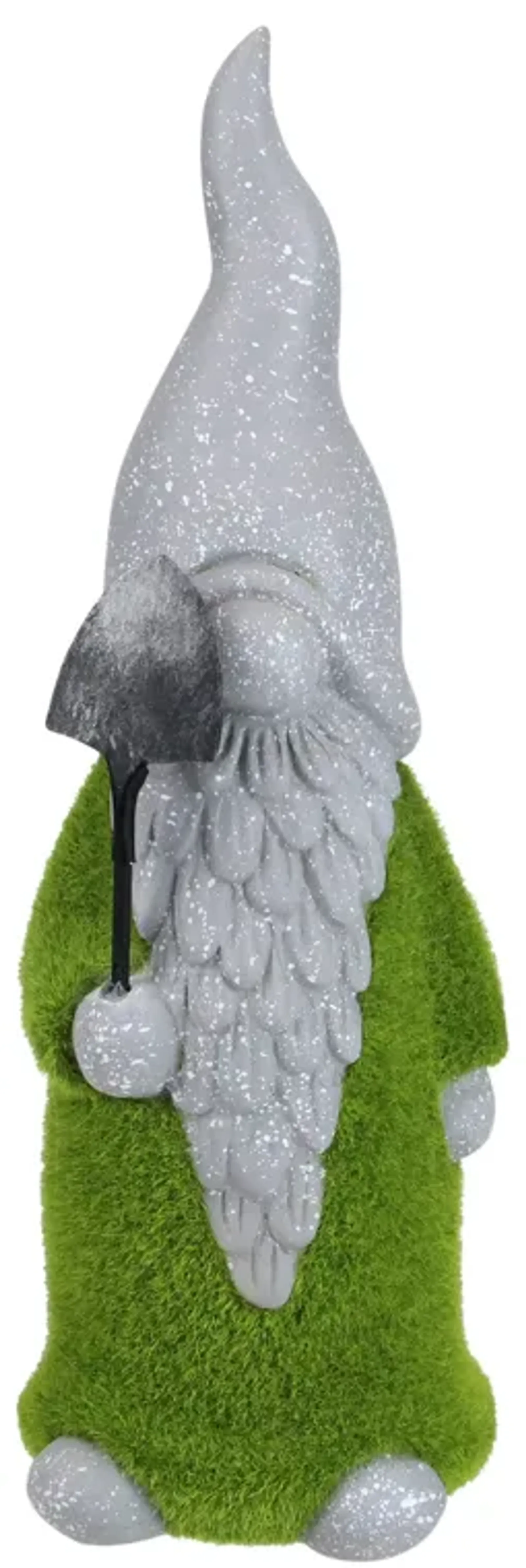 14" Faux Moss Covered Gnome with Shovel Outdoor Garden Statue