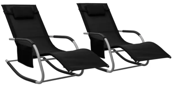 vidaXL Sun Loungers 2 pcs Textilene Black and Gray