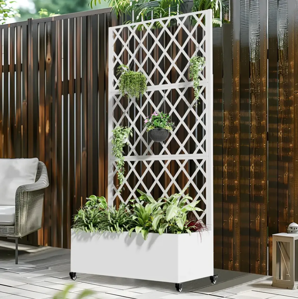 71*35.5 Metal Planter Box with Trellis