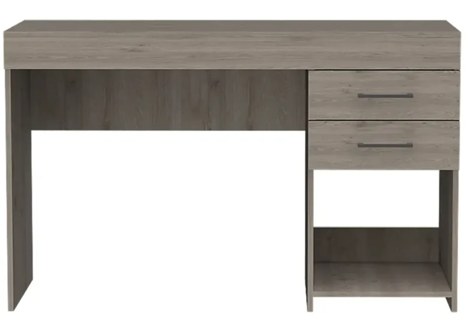 Ibare Two Drawer Computer Desk, One Lower Shelf - Light Gray