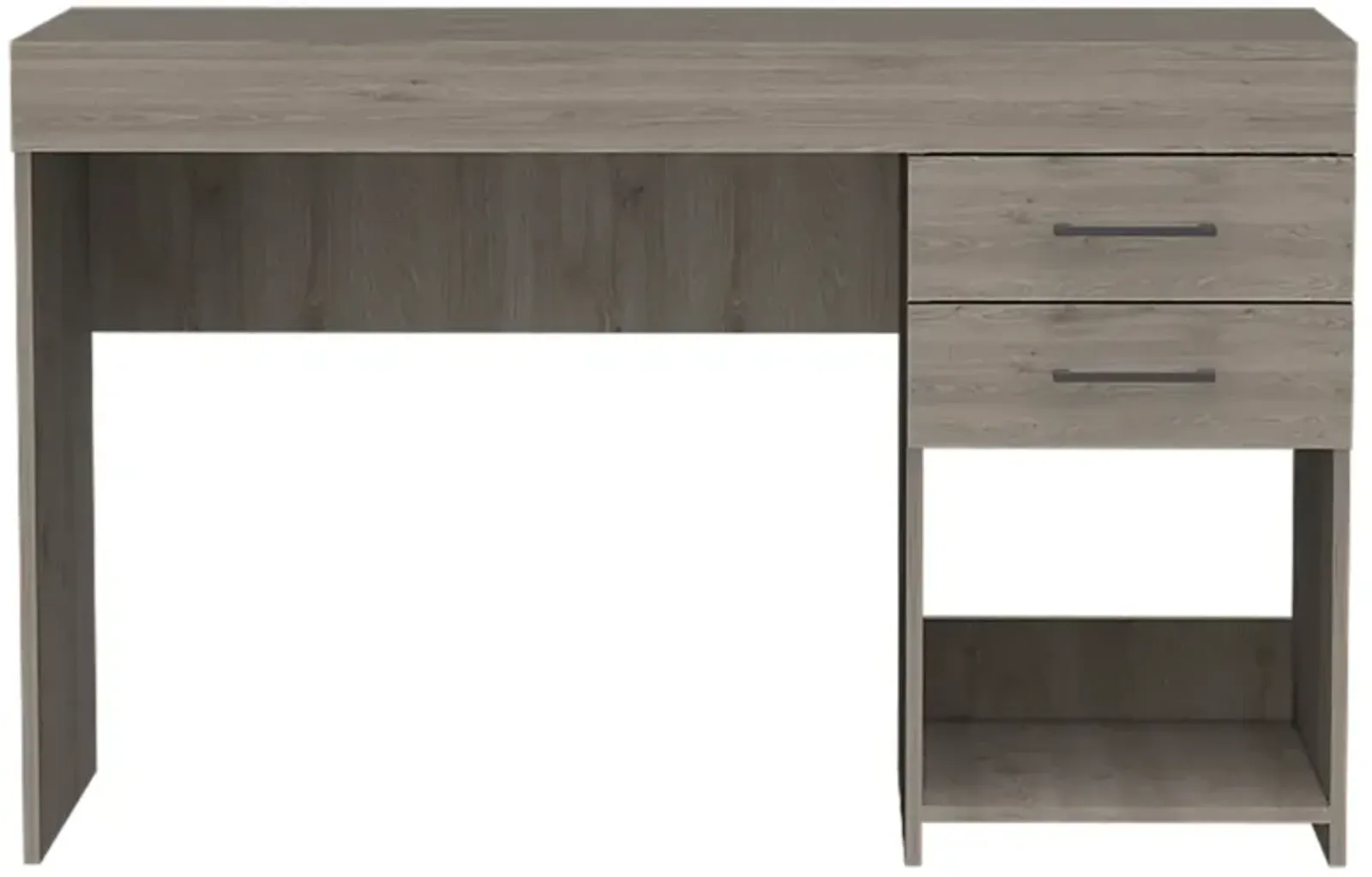 Ibare Two Drawer Computer Desk, One Lower Shelf - Light Gray