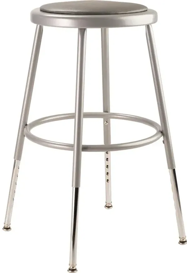 NPS® 19"-27" Height Adjustable Heavy Duty Vinyl Padded Steel Stool, Grey