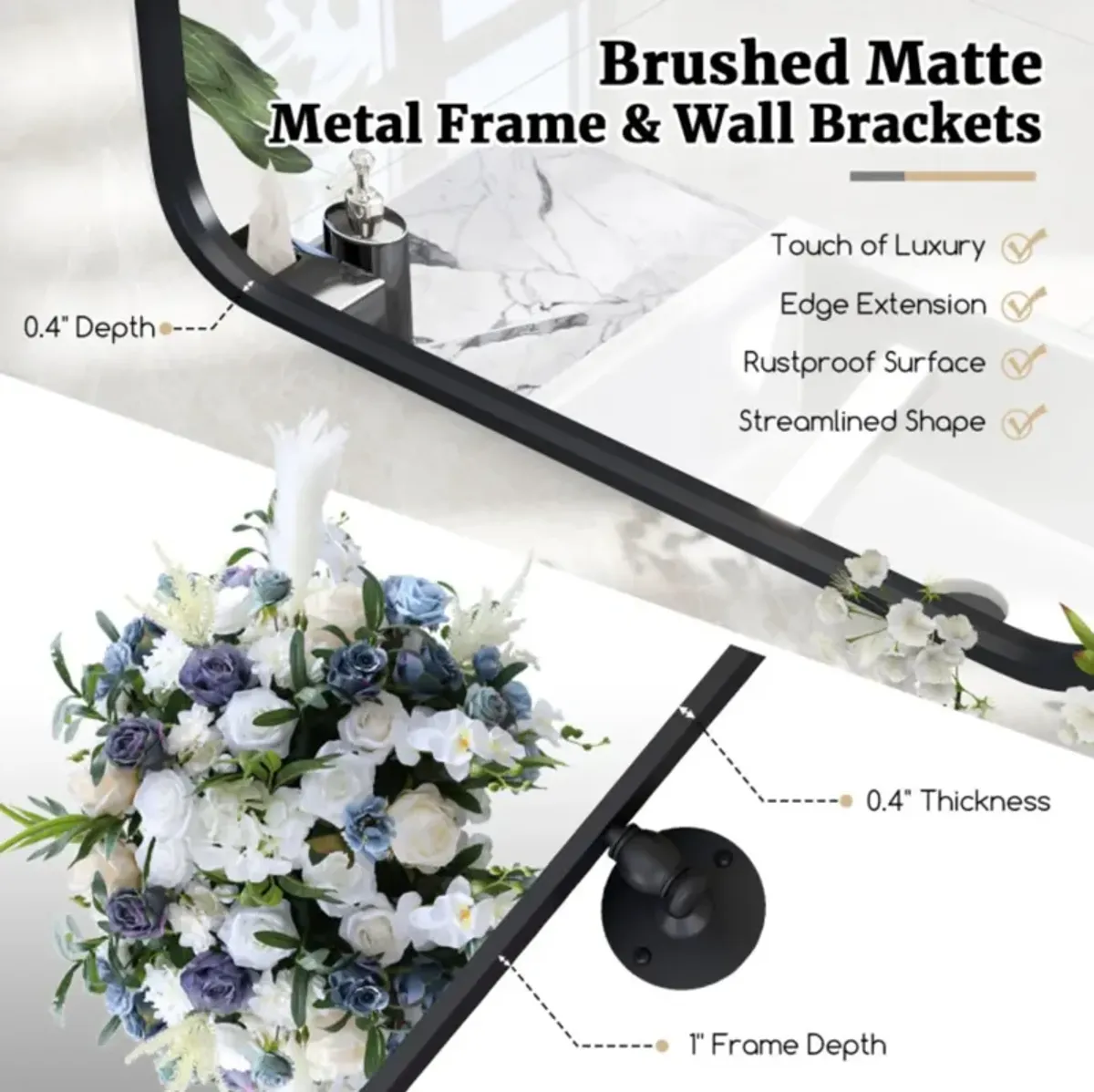 Hivvago 30 x 22 Inch Black Metal Framed Pivot Rectangle Wall-Mounted Mirror