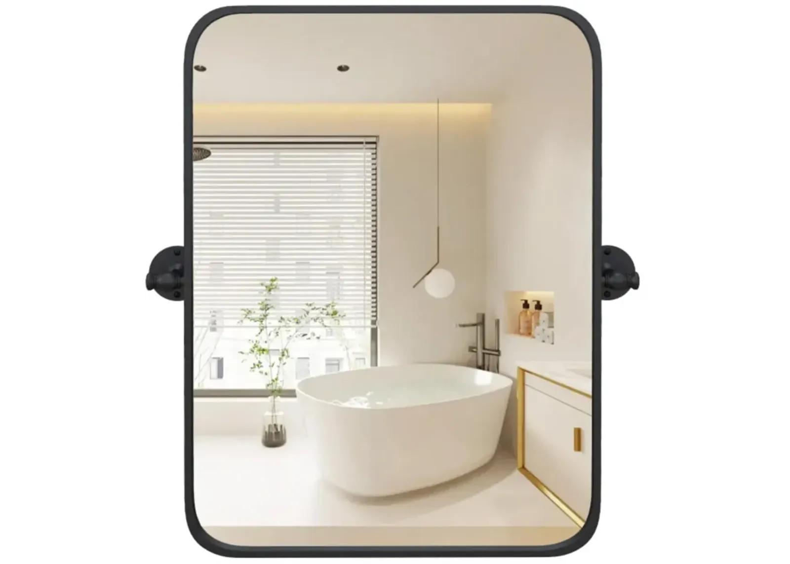 Hivvago 30 x 22 Inch Black Metal Framed Pivot Rectangle Wall-Mounted Mirror