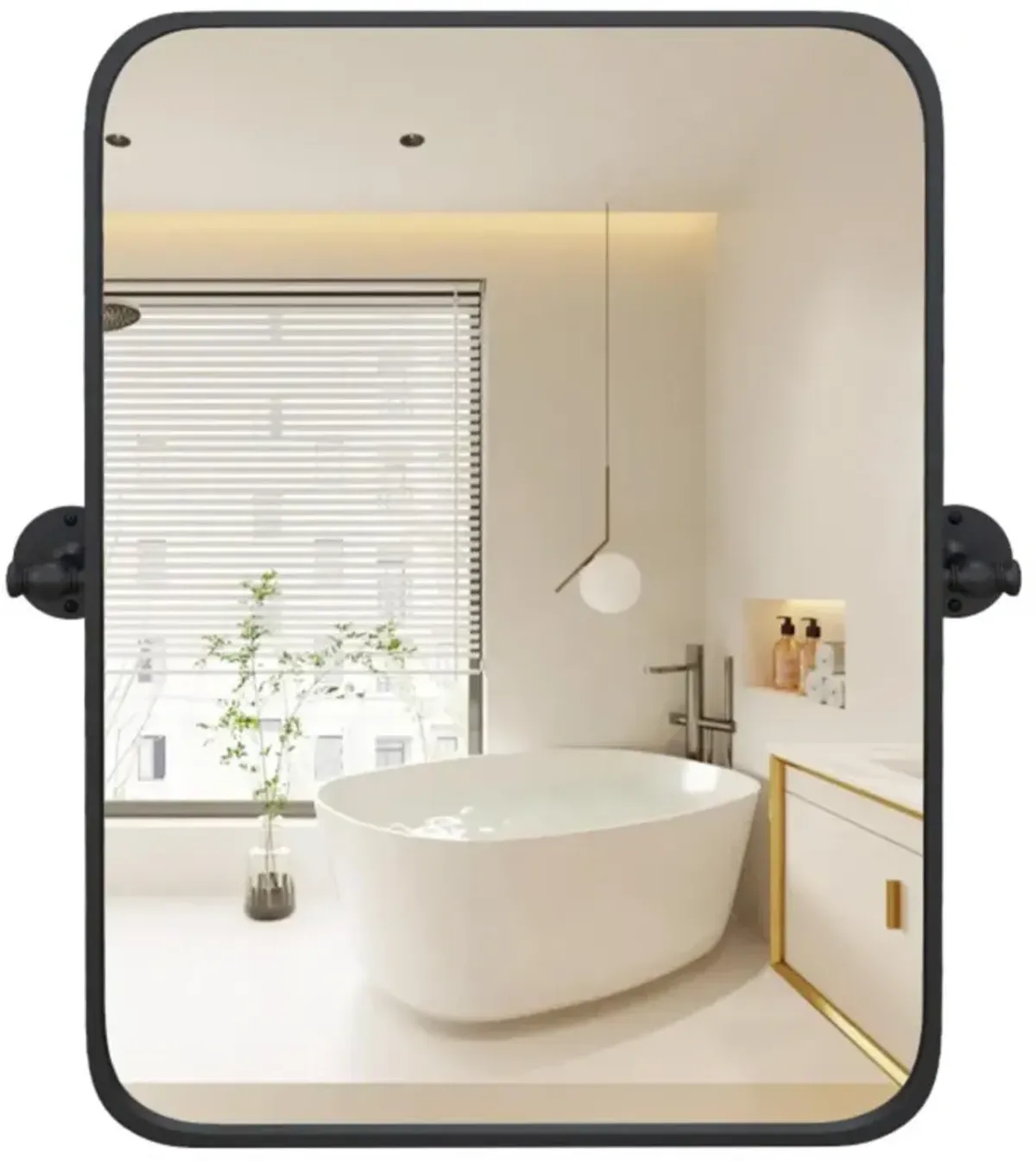 Hivvago 30 x 22 Inch Black Metal Framed Pivot Rectangle Wall-Mounted Mirror