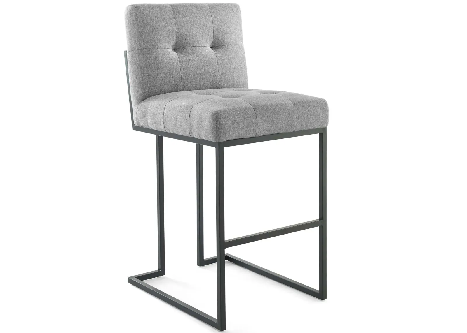 Privy Black Stainless Steel Upholstered Fabric Bar Stool