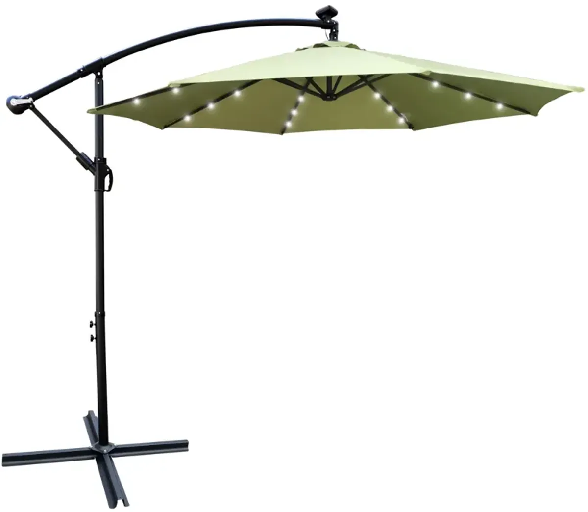 10 FT Outdoor Patio Umbrella Solar Powered LED Lighted Sun Shade Market Waterproof 8 Ribs