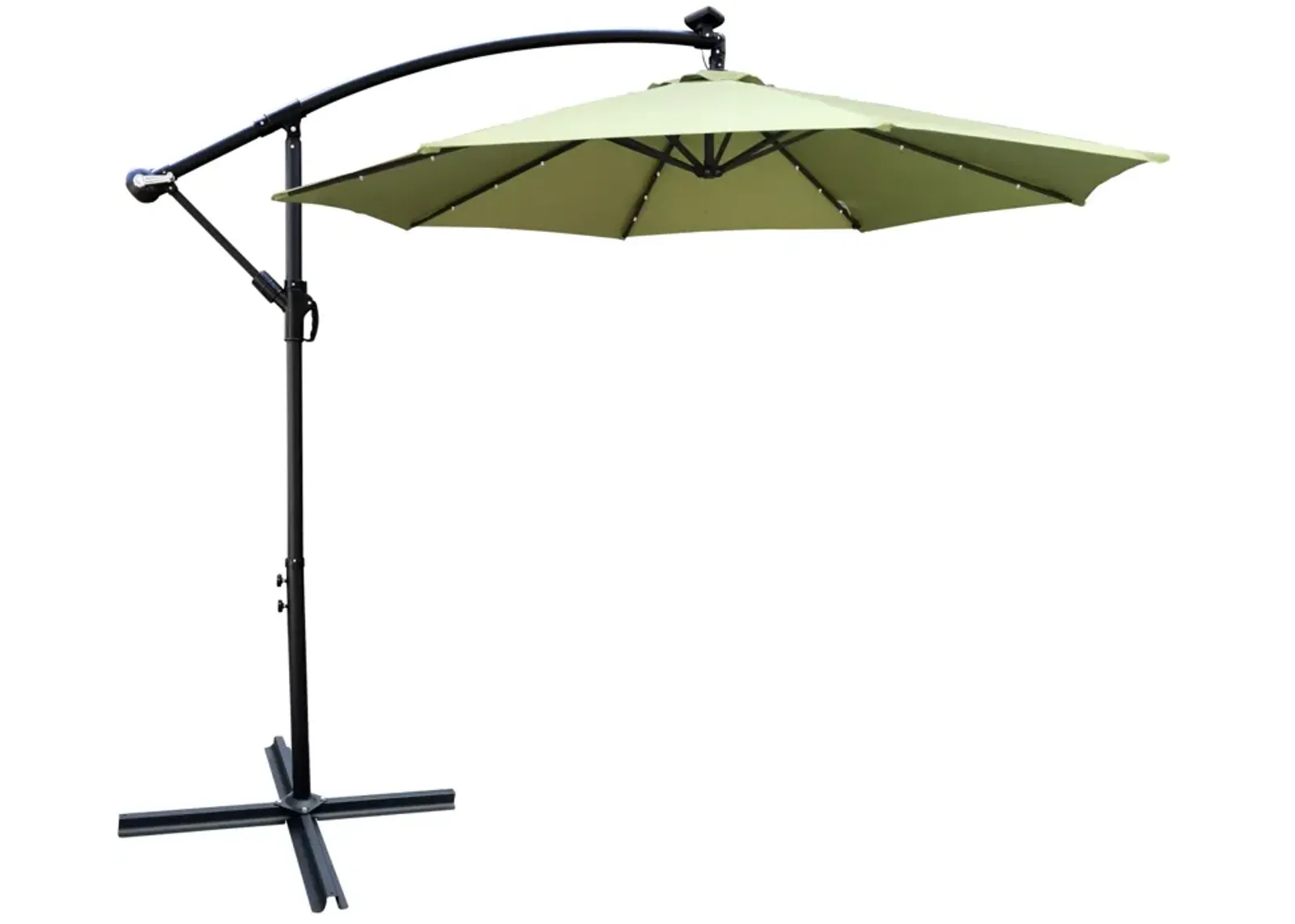 10 FT Outdoor Patio Umbrella Solar Powered LED Lighted Sun Shade Market Waterproof 8 Ribs