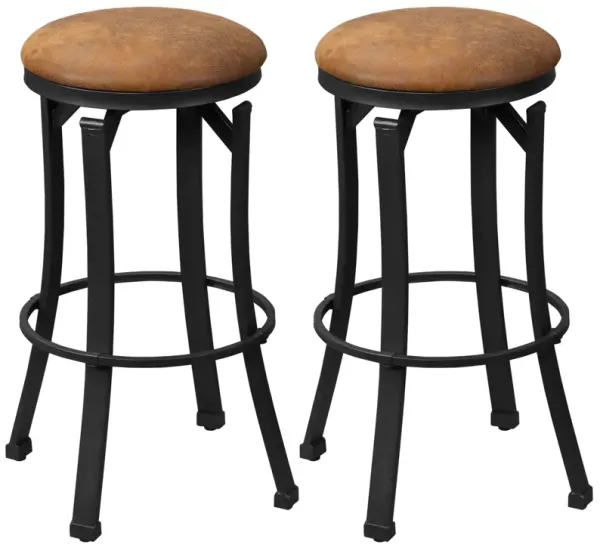 Brown Bar Seating: Set of 2 Swivel Microfiber Bar Stools