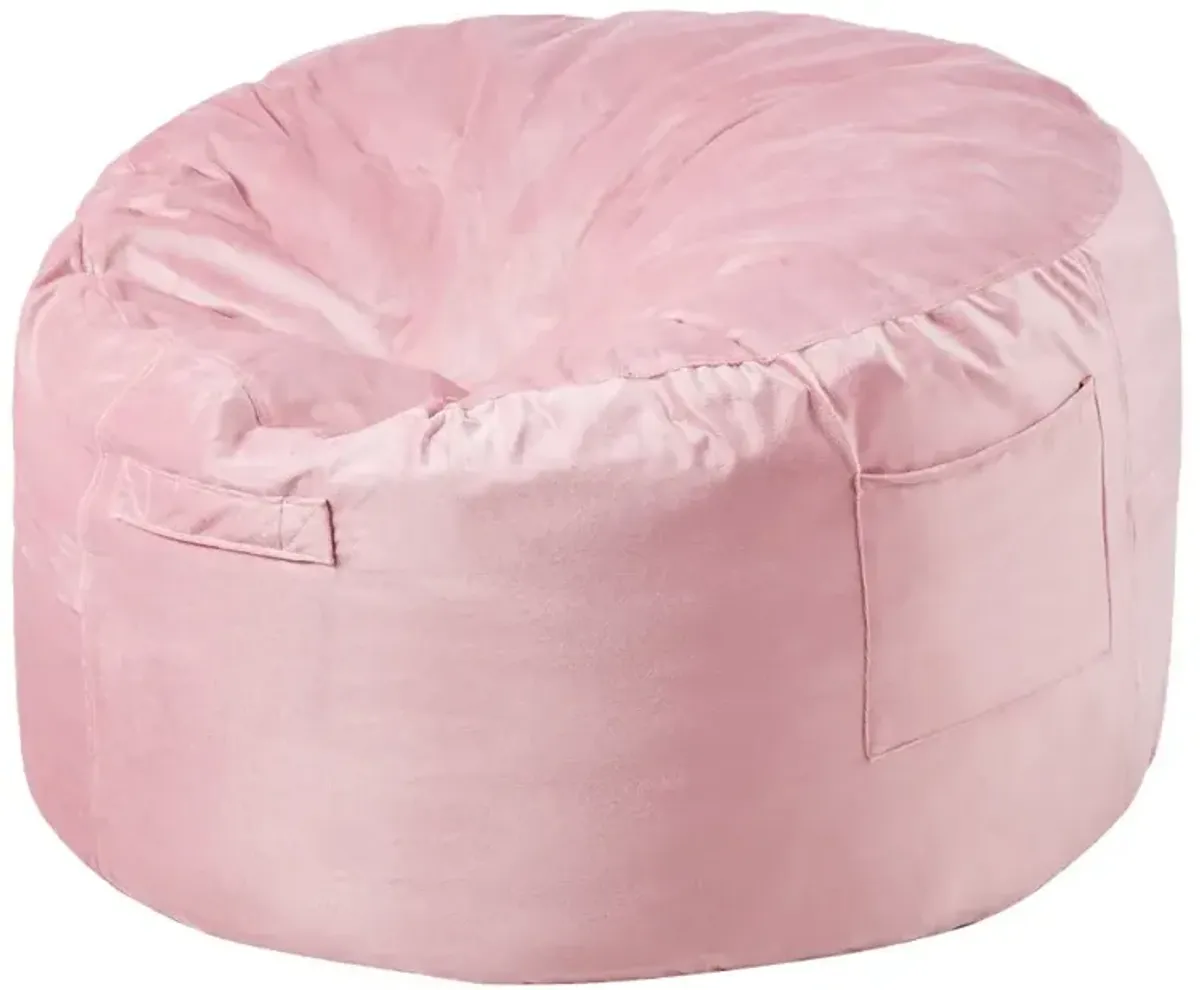 Velvet Round Bean Bag Chair with Removable Cover Soft Seat for Lounge or Bedroom