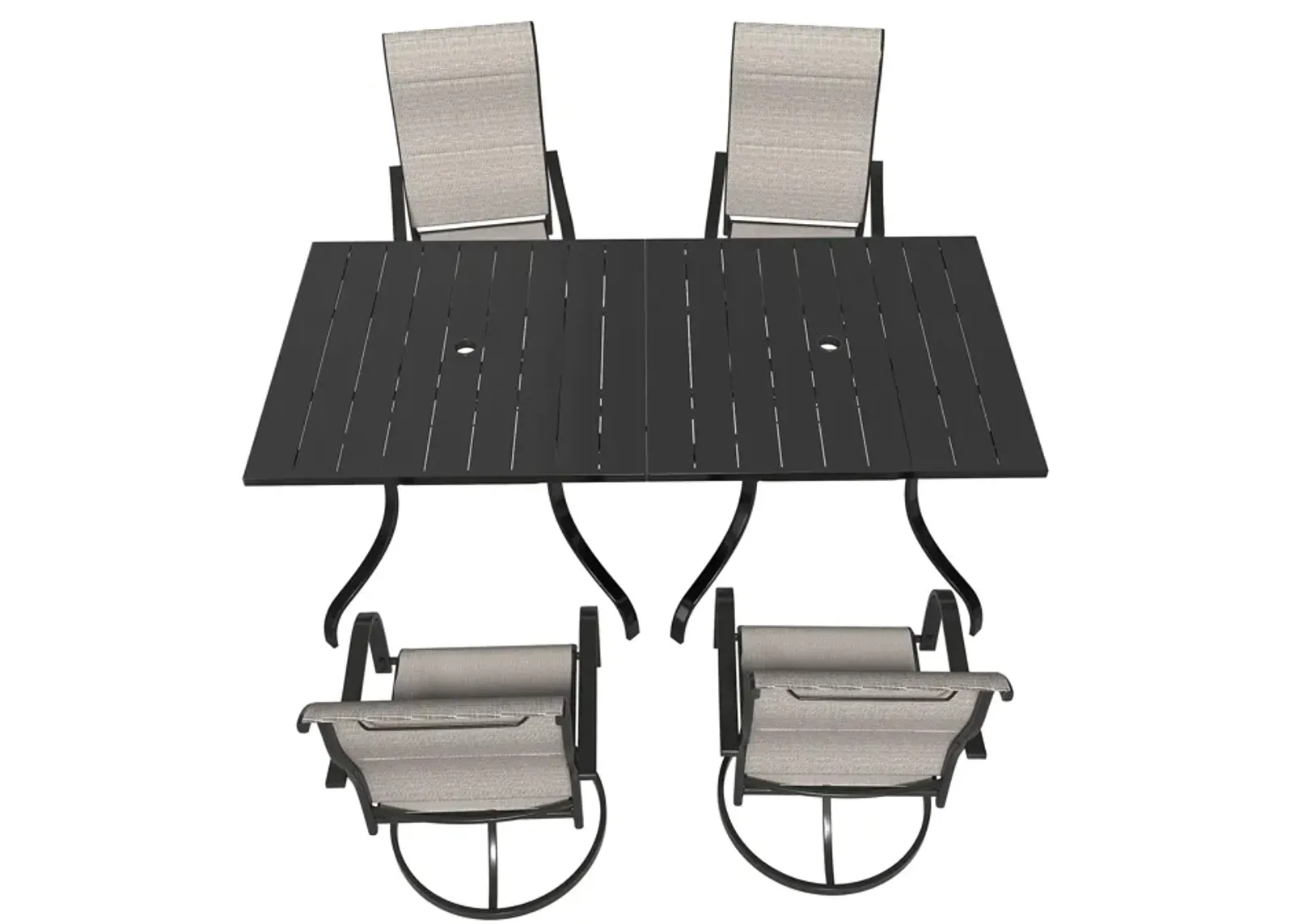 MONDAWE 6-Piece Dining Set With 2 Pcs Square Steel Tables And 4 Pcs Steel Textiliene Dining Swivel Chairs