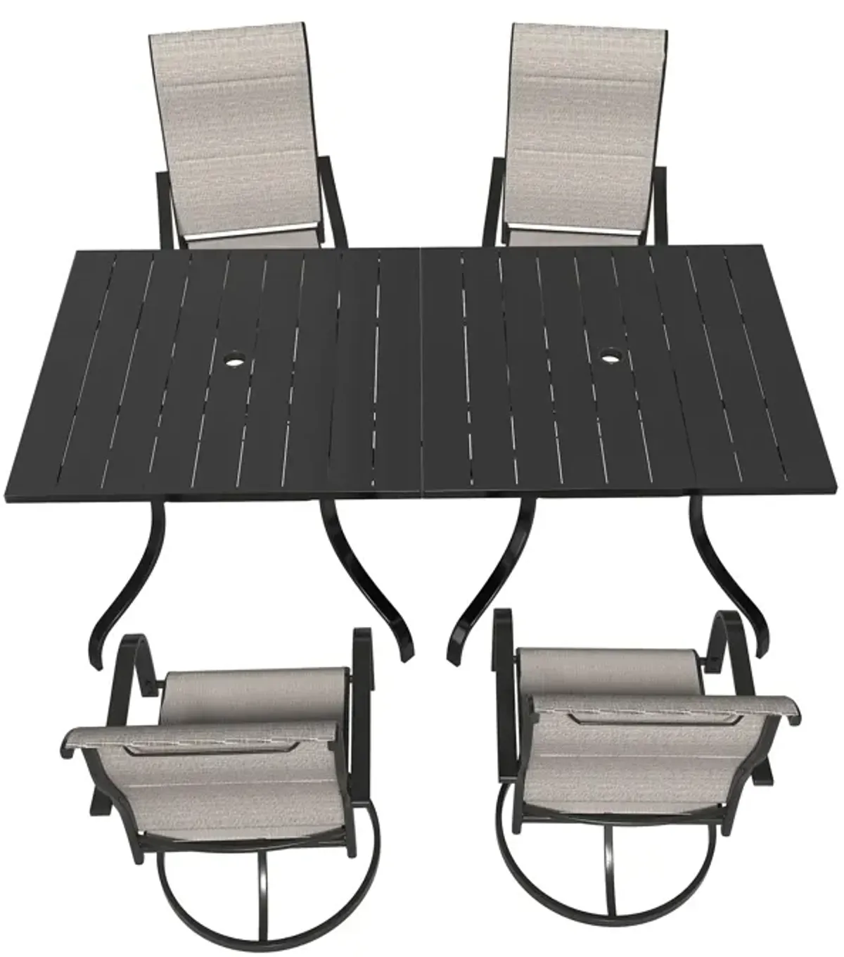 MONDAWE 6-Piece Dining Set With 2 Pcs Square Steel Tables And 4 Pcs Steel Textiliene Dining Swivel Chairs