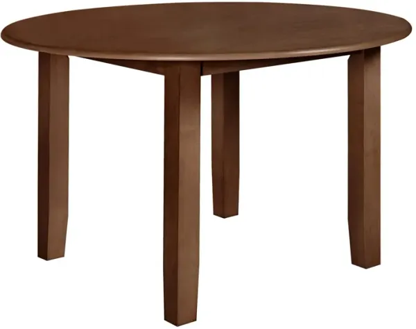 Accai Round Dining Table with Angled Legs, Walnut Rubberwood 47 Inch - Benzara