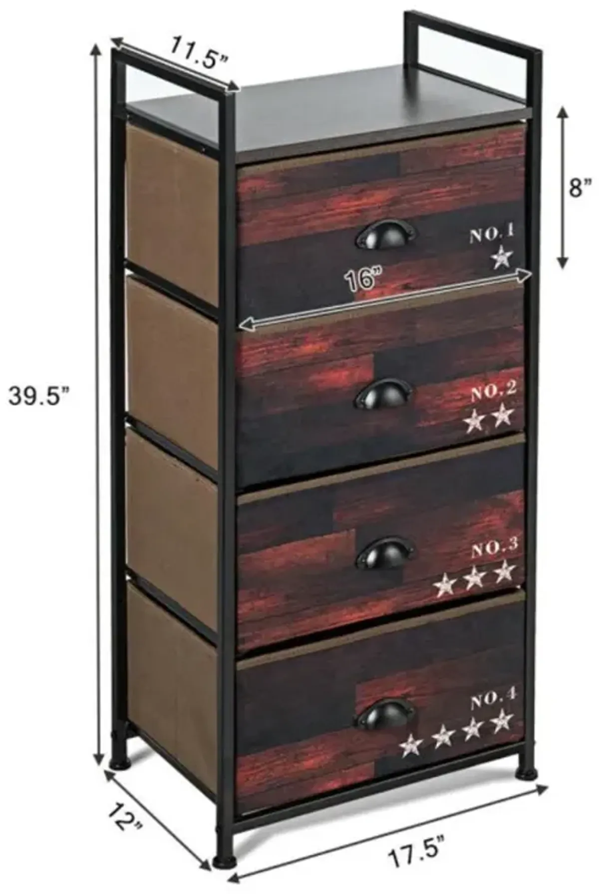 Hivvago Industrial 4 Fabric Drawers Storage Dresser with Fabric Drawers and Steel Frame