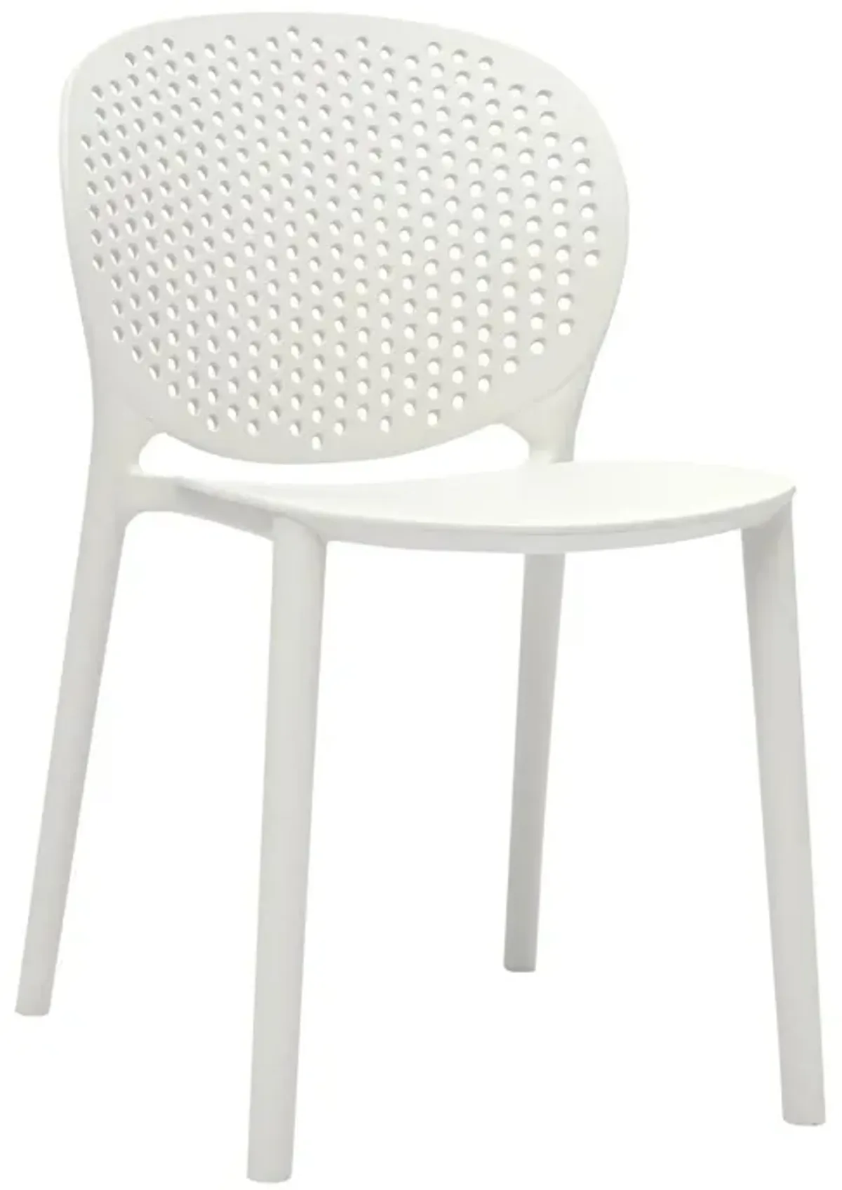 Gyna 14 Inch Kids Side Chair, Round Dotted Backrest, Armless, White - Benzara