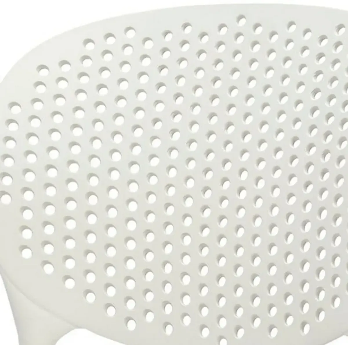 Gyna 14 Inch Kids Side Chair, Round Dotted Backrest, Armless, White - Benzara