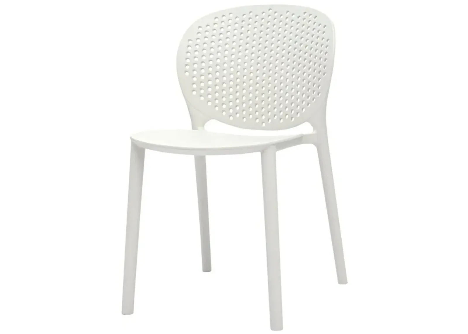 Gyna 14 Inch Kids Side Chair, Round Dotted Backrest, Armless, White - Benzara