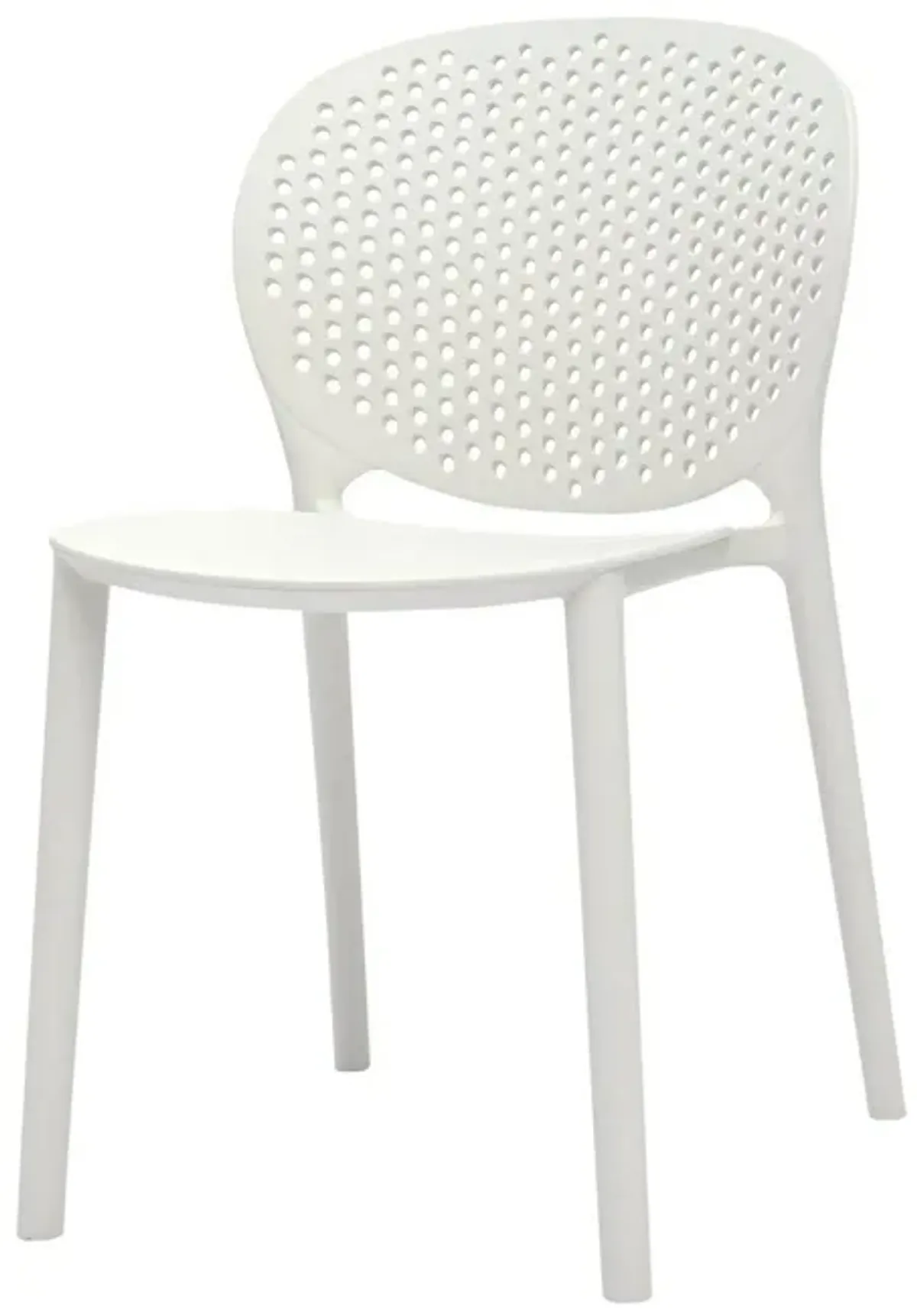 Gyna 14 Inch Kids Side Chair, Round Dotted Backrest, Armless, White - Benzara