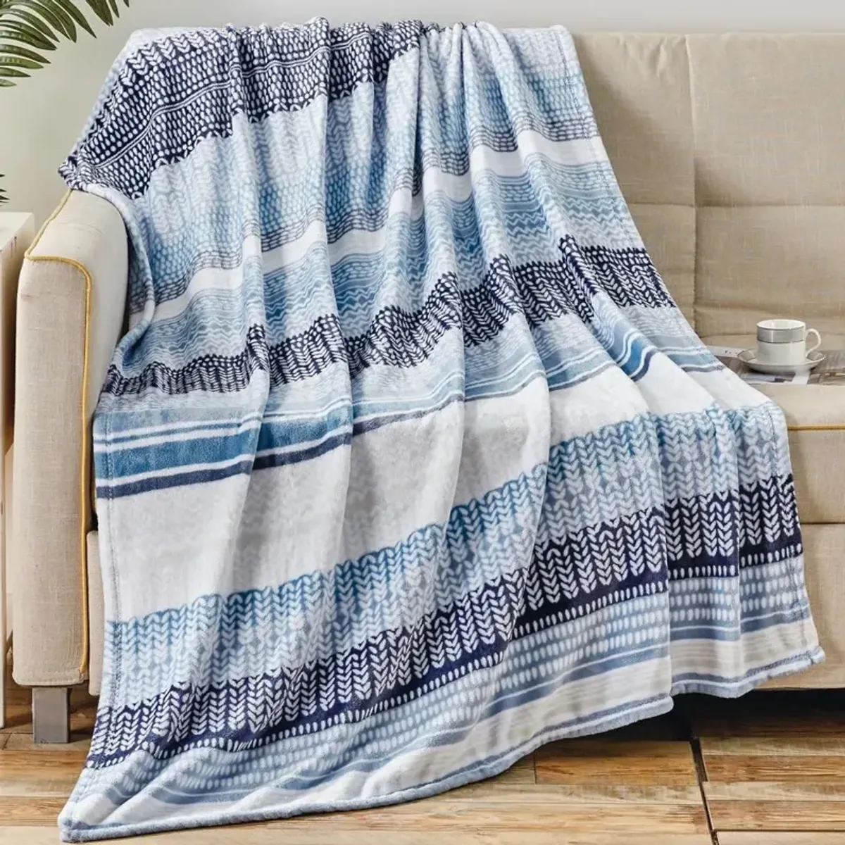 Anissa Micro Plush Decorative All Season Throw Blanket 50" x 70" Blue by Plazatex