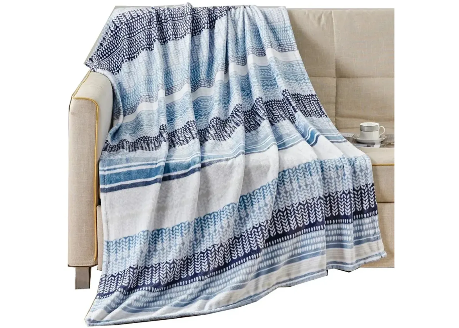 Anissa Micro Plush Decorative All Season Throw Blanket 50" x 70" Blue by Plazatex